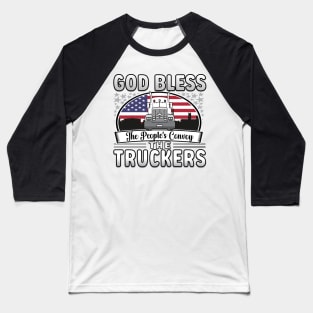 FREEDOM CONVOY - PEOPLES CONVOY US FLAG WASHINGTON DC 2022 SILVER GRAY GRADIENT LETTERS Baseball T-Shirt